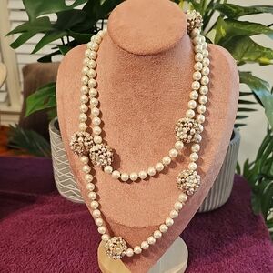 Charter Club Pearl and Gold Beaded Necklace